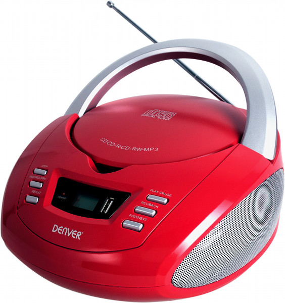 Denver TCU-211 Wiedergabegerät Rot CD/USB/Radio/FM/UKW Netz/Batterie LCD-Anzeige