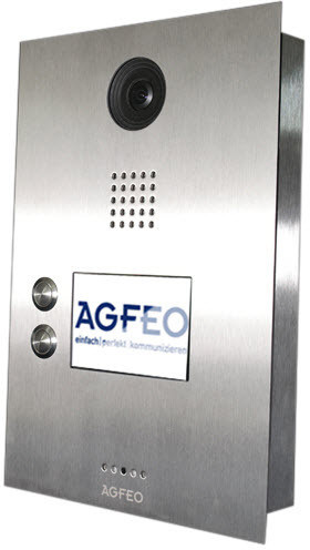 AGFEO IP-Video TFE 2 Türsprechstelle mit 2 Klingeltastern Silber IP65 Edelstahl