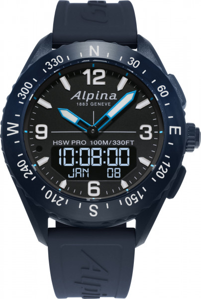 Alpina AlpinerX Outdoor Smartwatch 45mm Silikon-Armband Blau wasserdicht