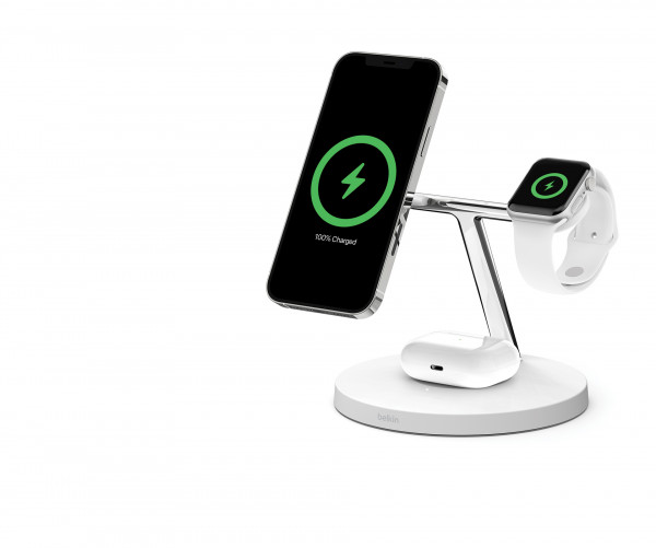 Belkin BOOST CHARGE PRO 3-in-1 Wireless Charger Qi2 15W Weiß Kabellos LED
