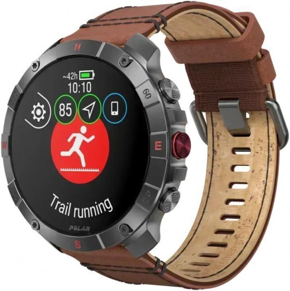 POLAR GRIT X2 PRO TITAN 32GB Smartwatch schwarz Lederarmband 48,6mm 1.39" OLED