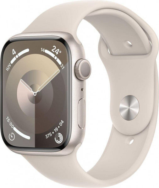 Apple Watch 9 GPS 45mm Starlight Alu Starlight Sport Band M/L Beige IP6X 64GB