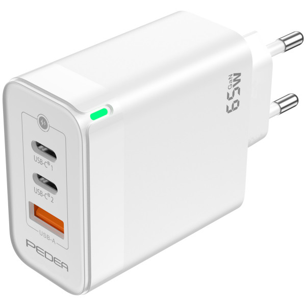 PEDEA Schnellladegerät Triple Weiß 65 W USB Typ A/C Ladeadapter Power Delivery