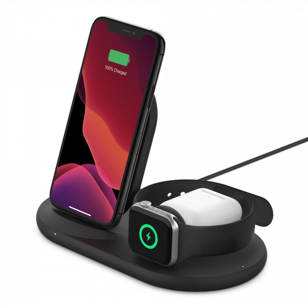 Belkin 3-in-1 Wireless Ladestation f. Apple Watch & iPhone schwarz