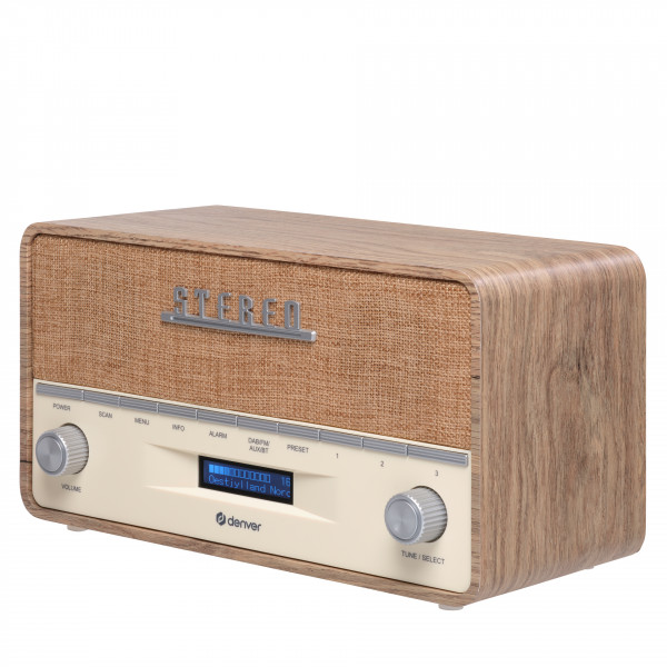 Denver DAS-36 Retroradio Braun Holzoptik DAB+/FM/Bluetooth/AUX 5 W LCD Wecker