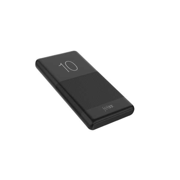 felixx Premium Powerbank Pro 10 Schwarz 10.000 mAh Kabel Schnellladen 2x USB