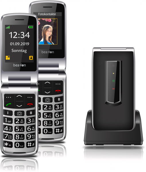Bea-fon SL495 Schwarz Klapphandy Senioren Ladeschale 2,4" SOS-Taste Kamera USB-C