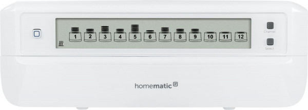 Homematic IP Fußbodenheizungsaktor 12-fach motorisch Weiß 230V BidCoS LC-Display