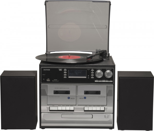 Denver Musikcenter MRD-166 Schwarz/Silber Plattenspieler CD-Player Kassettendeck