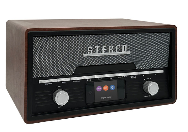 Denver Retro DAB+/FM Radio MDA-525DW Braun CD Bluetooth USB Display 100 W AUX