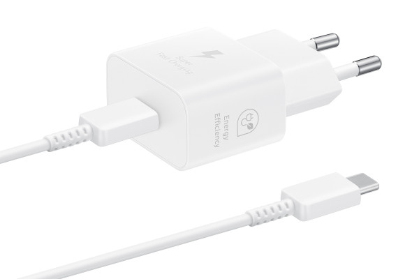 Samsung T2510 Schnellladegerät USB-C 25 W Datenkabel Weiß Netzteil Adapter