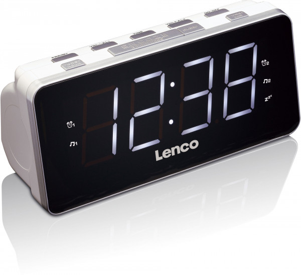 LENCO CR-18 Radiowecker Weiß 6" LED-Display digital Uhr Alarm Sleeptimer Dimmer