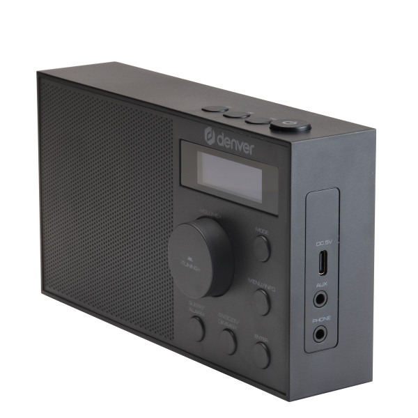 Denver DAB+/FM Radio DAB-51B Schwarz LCD-Display AUX USB-C Lautsprecher Alarm