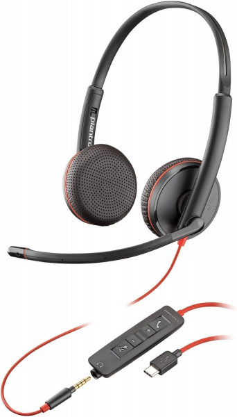 Poly Headset Blackwire C3225 USB-C/A Schwarz binaural Überkopf/On-Ear Kabel