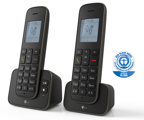 Telekom Sinus A 207 Duo schwarz Festnetztelefon schnurlos DECT Anrufbeantworter