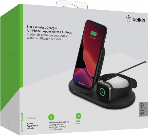 Belkin 3-in-1 Wireless Ladestation f. Apple Watch & iPhone blk Gebraucht - Gut