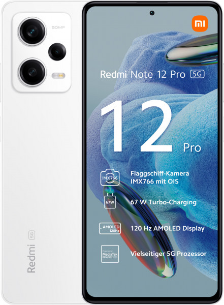 Xiaomi Redmi Note 12 Pro 128GB weiß 5G Android Smartphone 6.67" 50MP Dual-SIM