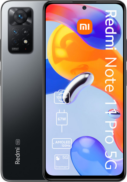 Xiaomi Redmi Note 11 Pro 5G 128GB Grau Android Smartphone 6,67" AMOLED 108MP