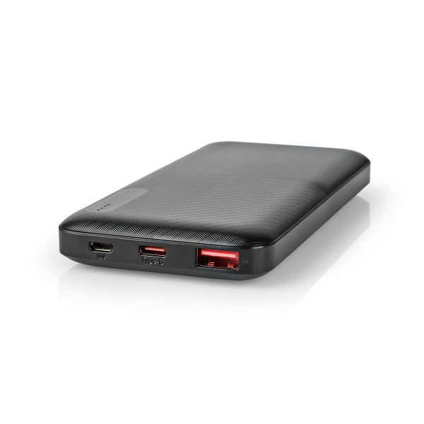 NEDIS Powerbank 10000 mAh Schwarz Schnellladung LED-Anzeige USB-C micro USB 18 W