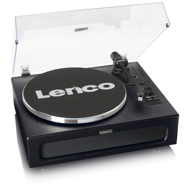LENCO LS-430BK Plattenspieler Schwarz 4 Lautsprecher Bluetooth AUX Riemenantrieb