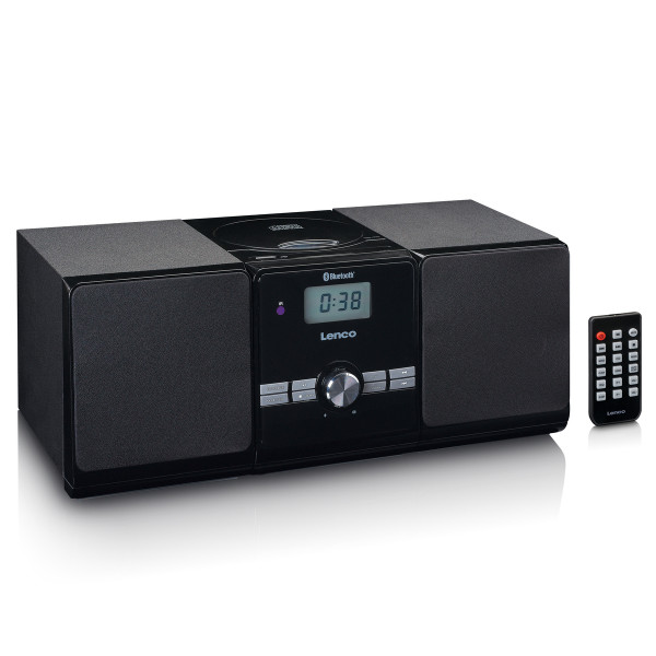 LENCO MC-030BK Mikro-Set Schwarz CD/MP3-Player HiFi 10 W RMS Musikstream USB AUX