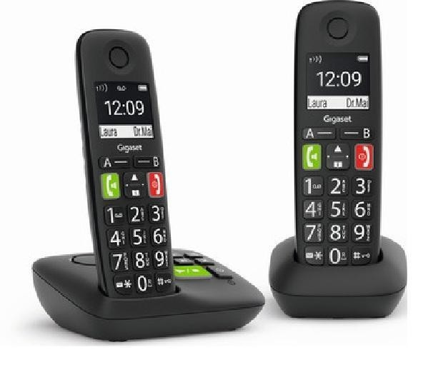 Gigaset E290A Duo Schwarz Kabelloses Festnetztelefon 2" inkl. Basisstation DECT