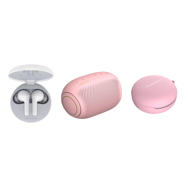 LG Tone Free Earbuds FN4 + PL2 Jelly Bean + Macaron Case pink