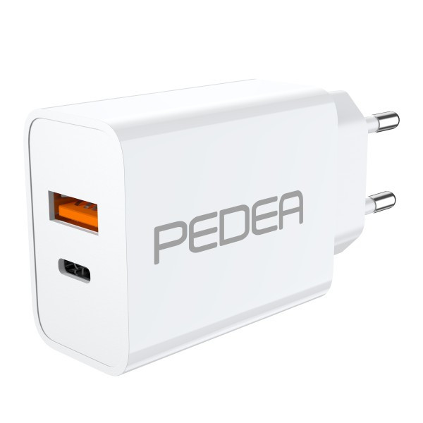 PEDEA Schnellladegerät Dual 20 Watt USB Typ A/C Weiß Ladeadapter Power Delivery