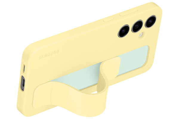 Samsung Standing Grip Case Galaxy S24 FE Gelb Schutzhülle Back-Cover Stand Griff