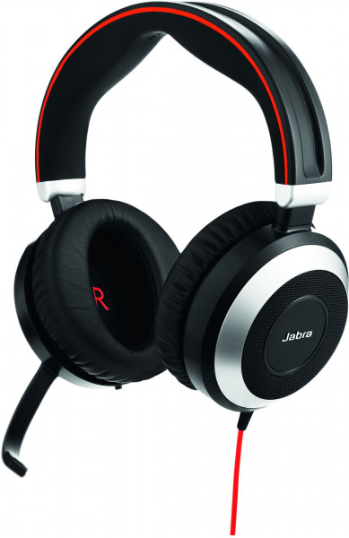 JABRA Evolve 80 UC binaural nur Headset mit 3,5 mm Klinke Schwarz Kunstleder