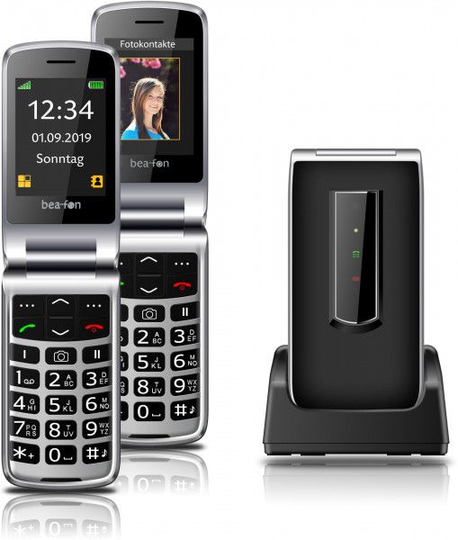 Bea-fon SL495 LTE Schwarz Klapphandy Senioren 16 GB SOS-Funktion Ladeschale 2,4"