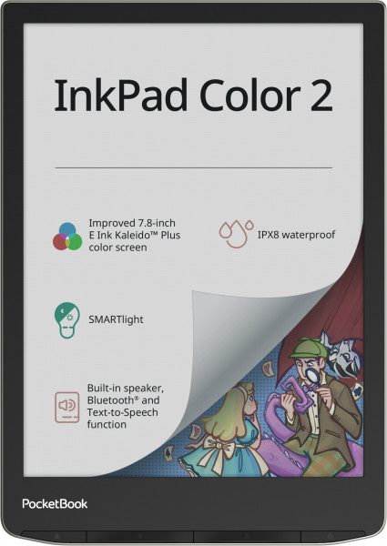 PocketBook InkPad Color 2 32 GB Silber USB-C eBook-Reader 7,8" Farbdisplay IPX8