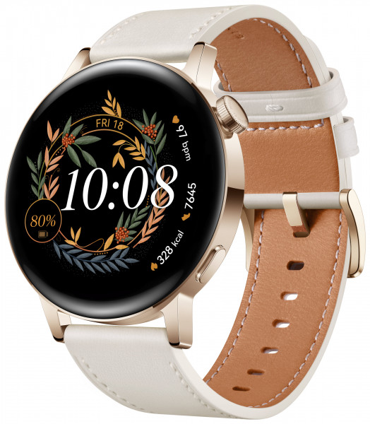 Huawei Watch GT3 42mm Weiß 1,32" AMOLED 466x466px 5ATM GPS Smartwatch Sportuhr
