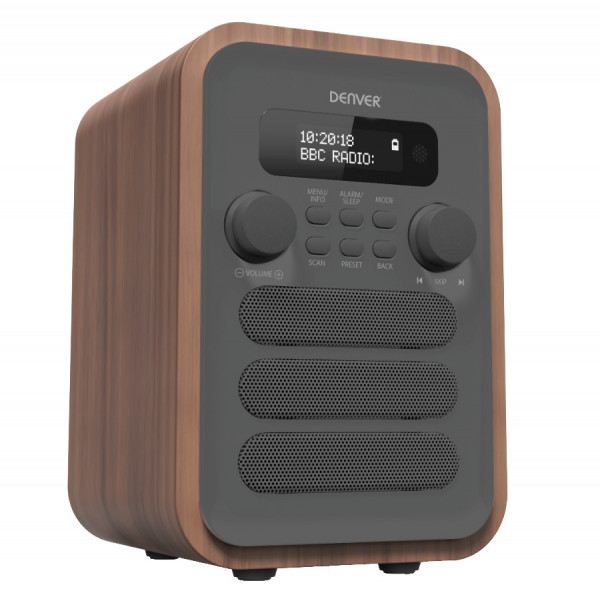 Denver Radio DAB-48 grau braun BT DAB+ Digitalradio LCD Anzeige 3,5mm 2,5W Box