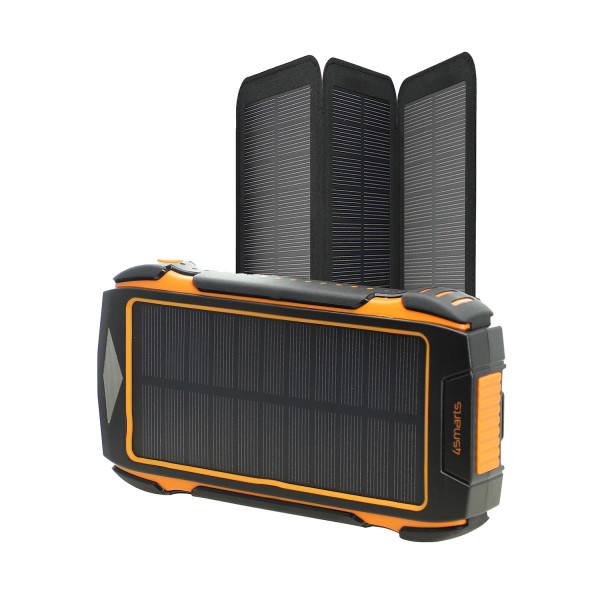 4smarts Solar Powerbank Rugged TitanPack Eco 20000mAh schwarz PD QC Strom QI