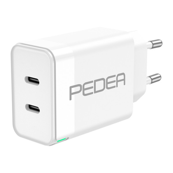PEDEA Schnellladegerät Dual 40 Watt USB Typ C/C Weiß Ladeadapter Power Delivery