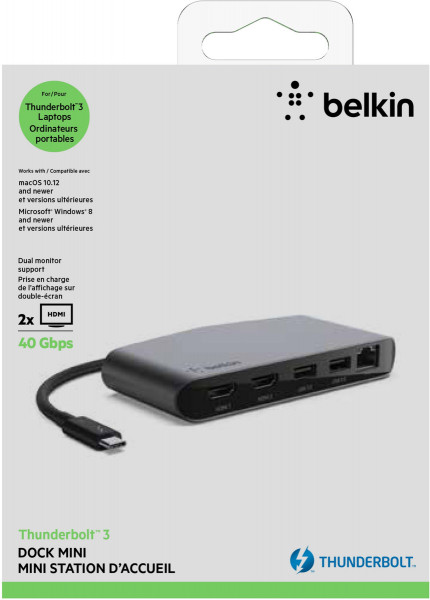 Belkin Thunderbolt 3 Mini Dock mit 2x HDMI 4K Wie Neu