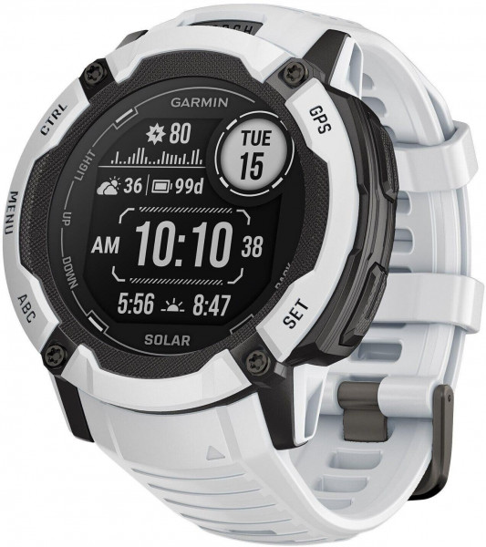 Garmin Instinct 2X Solar, Whitestone Weiß Smartwatch 64GB USB-C 1.1" Bluetooth