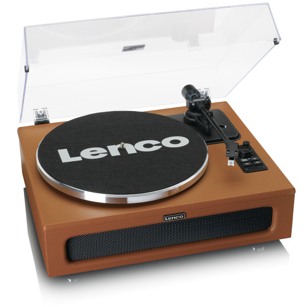 LENCO LS-430BN Plattenspieler Braun 4 Lautsprecher Bluetooth AUX Riemenantrieb