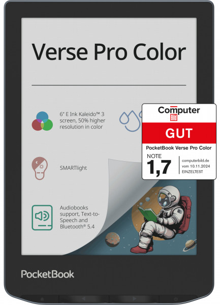 PocketBook Verse Pro Color Grau 16GB 1GB EBookreader WLAN 6" USB-C Hörbuchreader