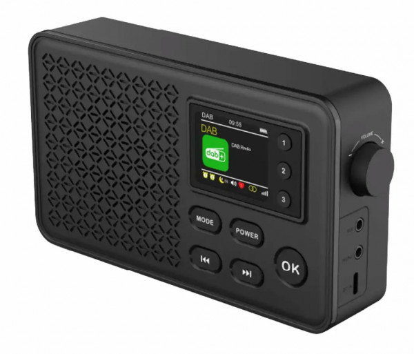 Denver DAB+ Radio DAB-57 Schwarz 1,8" Display FM/UKW AUX USB-C 1900 mAh 10 Watt