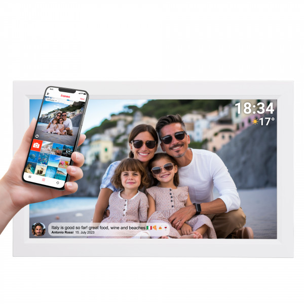 Denver FRAMEO PFF-1503 Digitaler Bilderrahmen Weiß Full-HD IPS Touch 16 GB WiFi