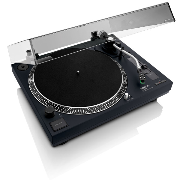 LENCO Plattenspieler L-3828BK Schwarz Direktantrieb USB-B Cinch Out MMC Stereo